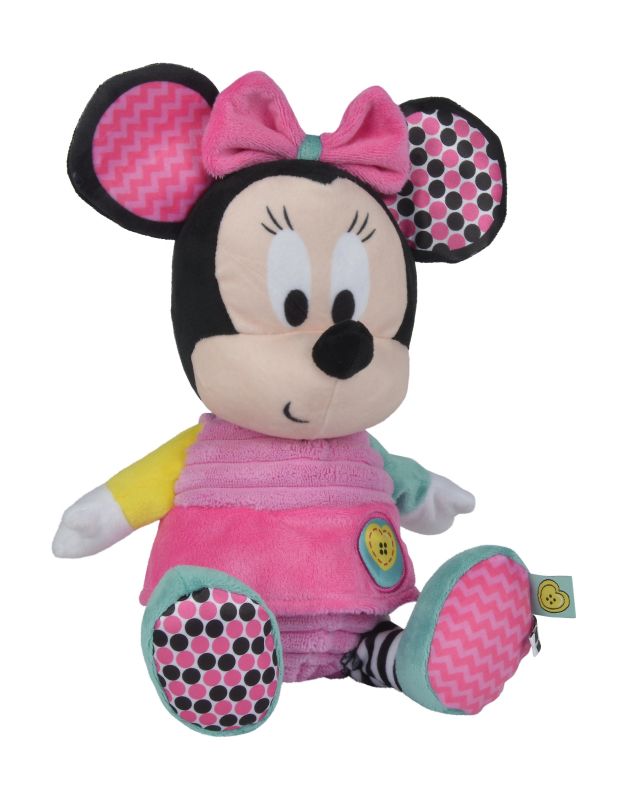  peluche minnie souris rose bleu jaune coeur bouton 